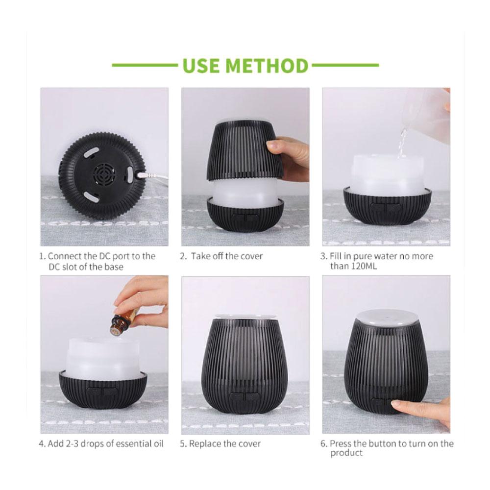 Essential Oil Aroma Diffuser USB - 100ml Black Portable Ultrasonic Car Humidifier-2